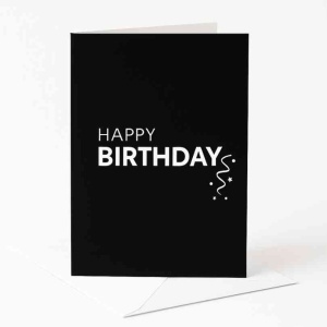 Wenskaart "Happy Birthday" – Zwart/Wit – 120 x 170 mm – Inclusief Envelop