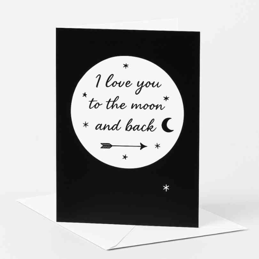Wenskaart "I Love You to the Moon and Back" – 120 x 170 mm – Met Envelop