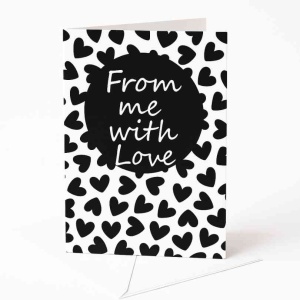 Wenskaart "From Me With Love" – Zwart/Wit – 120 x 170 mm – Met Envelop