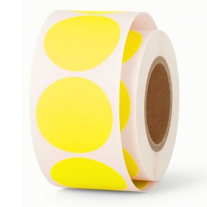Signaaletiketten - Rond Ø35mm - Fluor Geel - 1000 Stuks - Extra Permanente Kleefkracht - Papierbasis