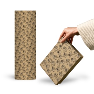 Papierrol – Kraft – kadootje print – 50cm x 150m