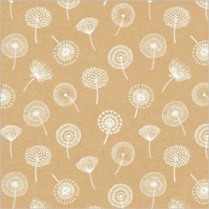 Papierrol – Kraft – Paardebloem print – 50cm x 150m