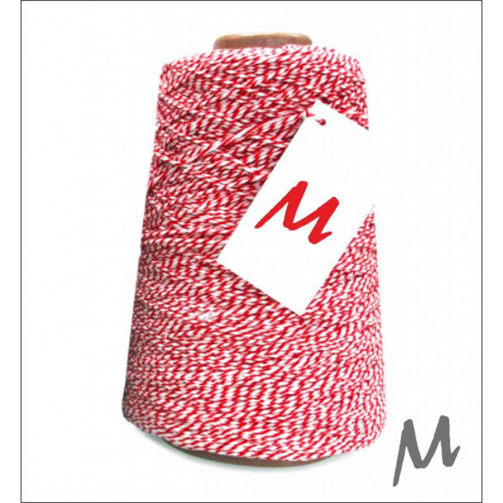 Katoen touw - twist / rood - 2mm x 500 meter