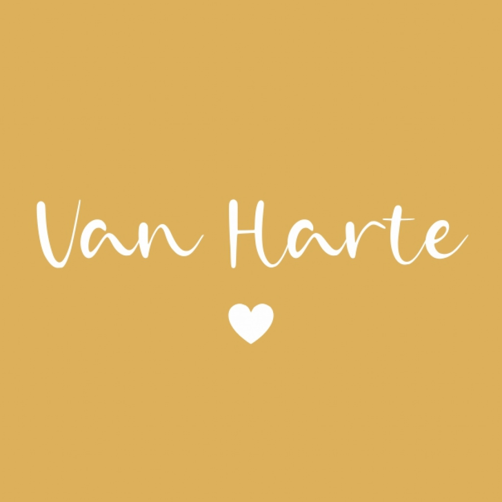 Wenskaart “Van harte” – 150 x 150 mm – Inclusief Envelop