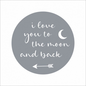 Wenskaart “Moon and back” – 150 x 150 mm – Inclusief Envelop