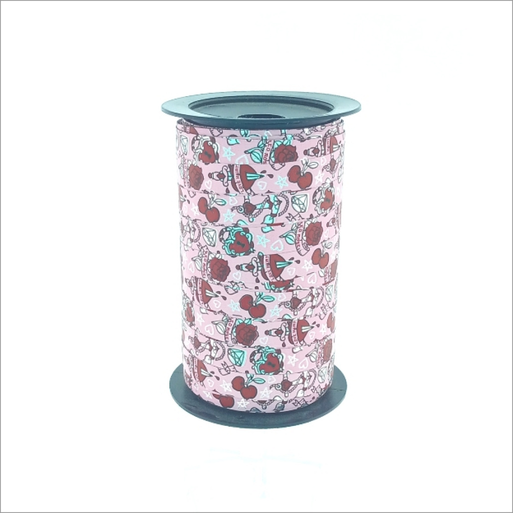 Krullint – tattoo – roze-rood – 10mm x 50m