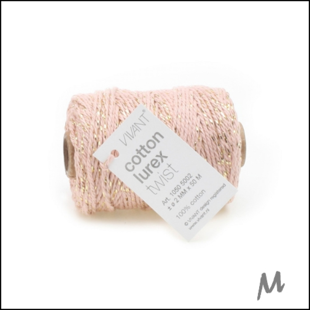 Lurex-koord – rose - 50 meter