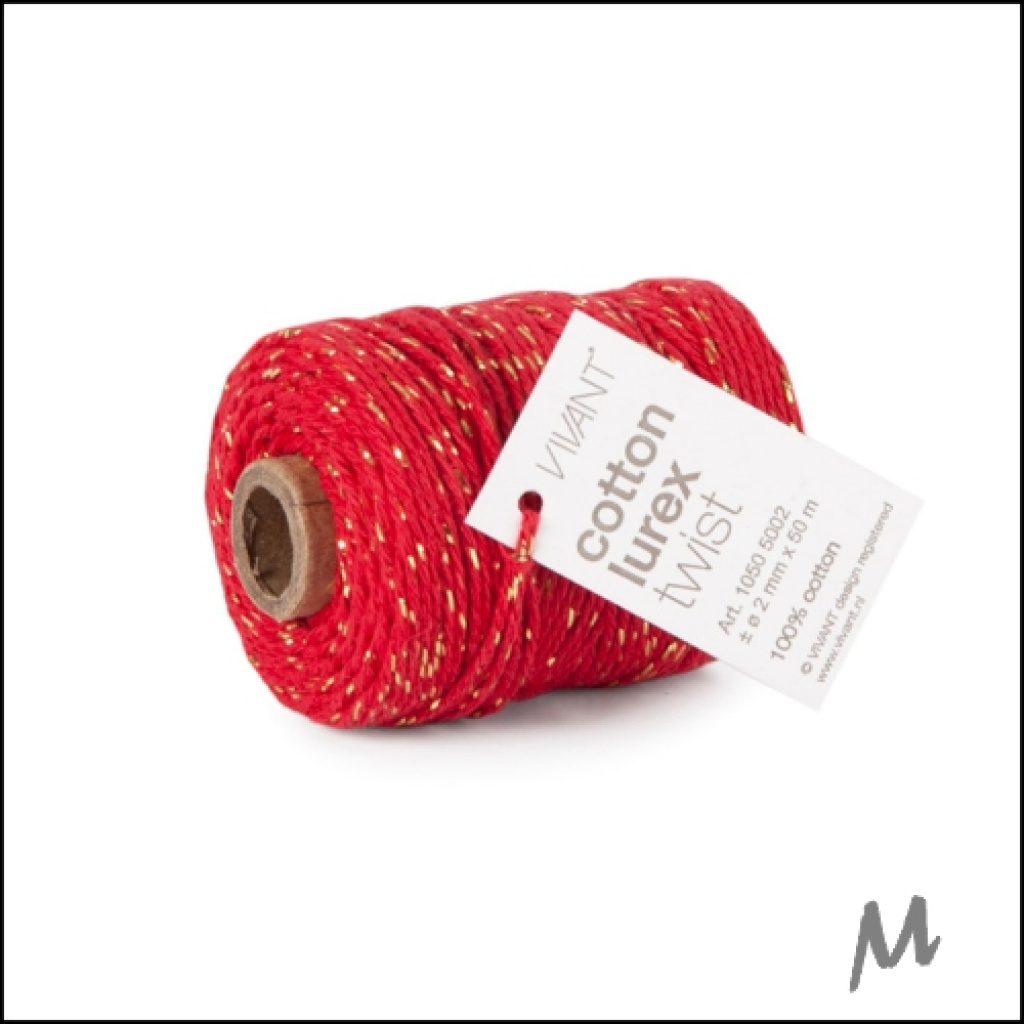 Lurex-koord – rood - 50 meter