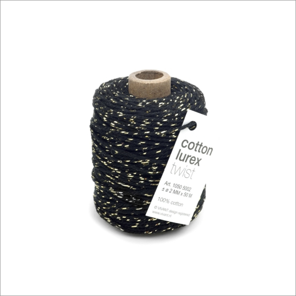 Lurex-koord – black gold - 50 meter