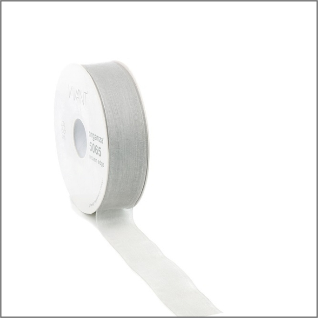 Organza Lint – zilver– 25mm x 50 meter