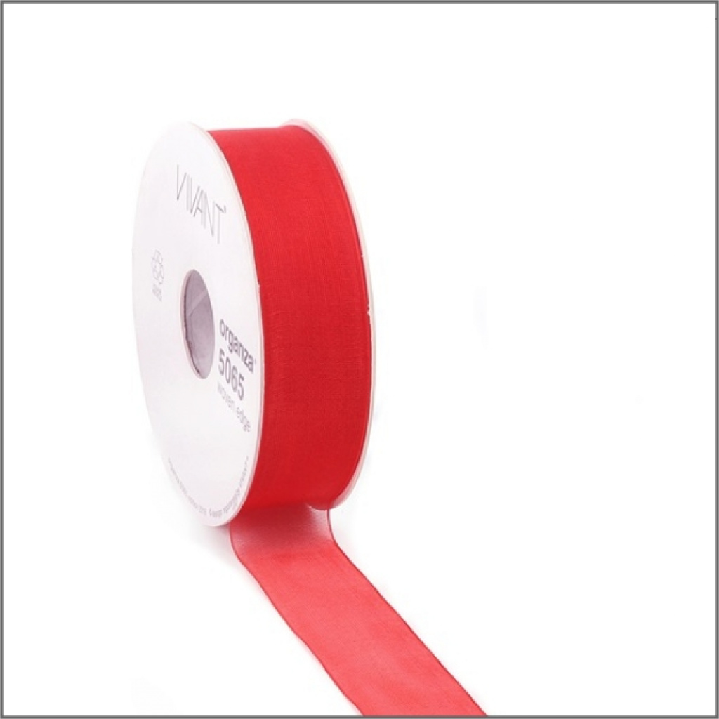 Organza Lint – rood – 25mm x 50 meter