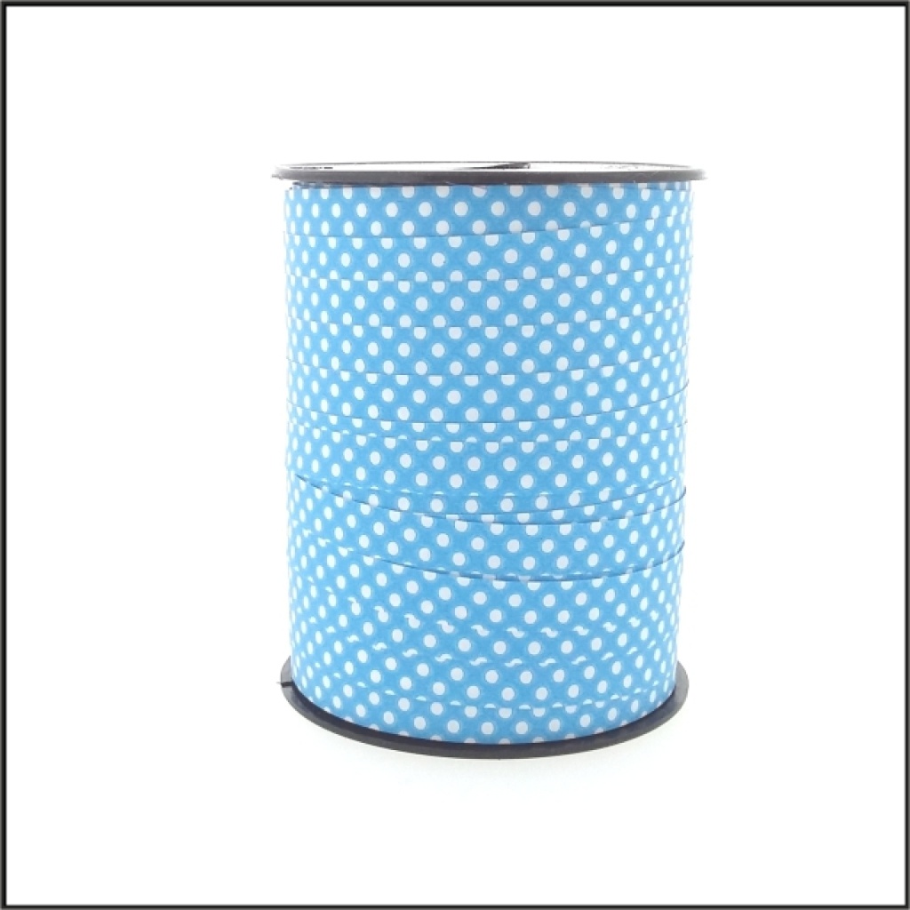 Krullint - Stip - 10 mm x 250 meter - Turquoise-blauw