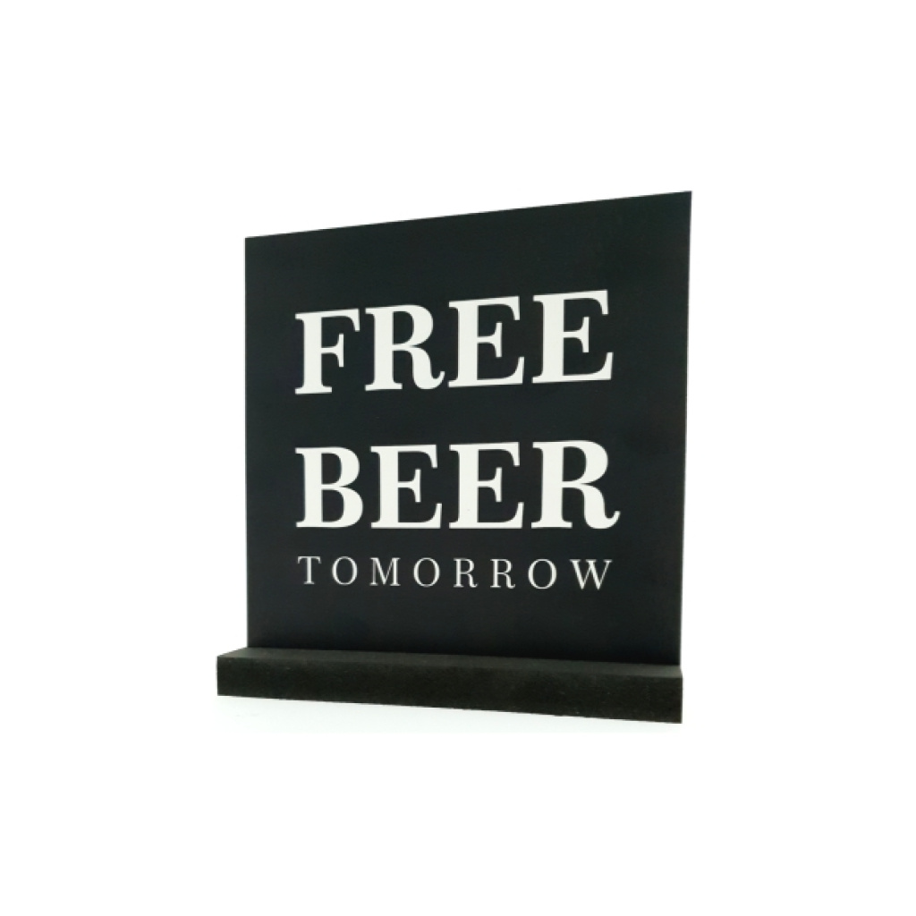Decoplaatje – free beer tommorow – met houder