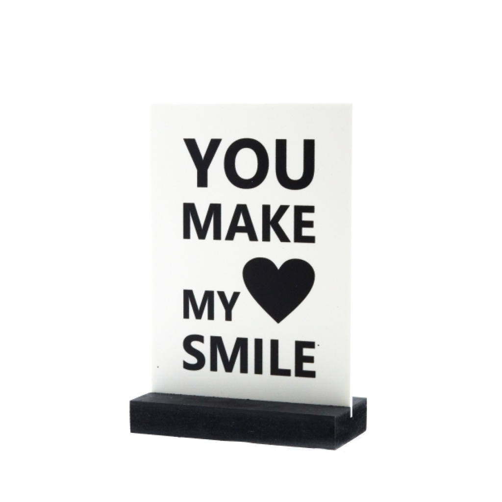 Decoplaatje – you make my hart smile – met houder