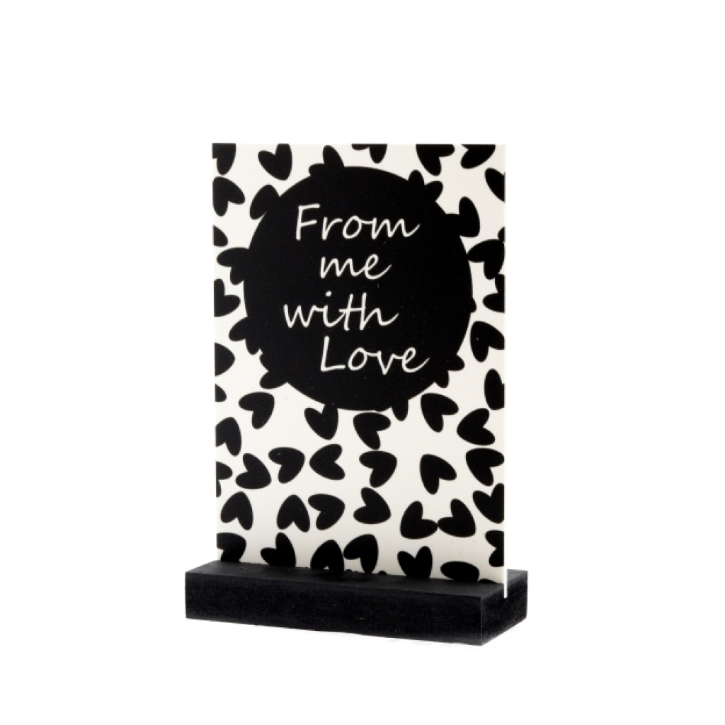 Decoplaatje – from me with love – met houder