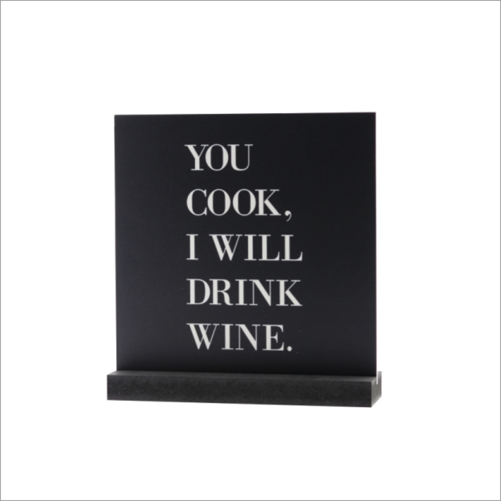 Decoplaatje – i will drink wine – met houder