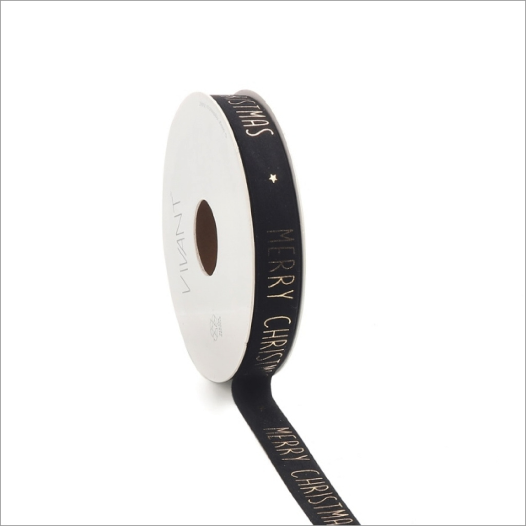 VLint Velvet – Christmas - 15mm x 5 meter - zwart