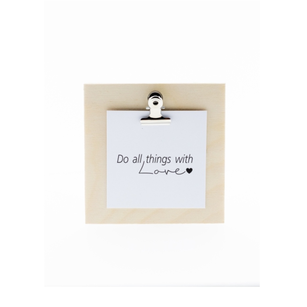 Mini-Clipbordje met kaartje – Do all things with love