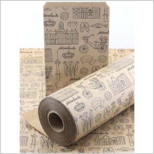 Papierrol – Kraft  - Holland print – 50cm x 100m
