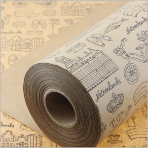 Papierrol – Kraft  - Holland print – 50cm x 100m