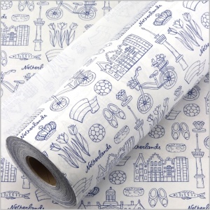 Papierrol – Wit - Holland print – 50cm x 100m