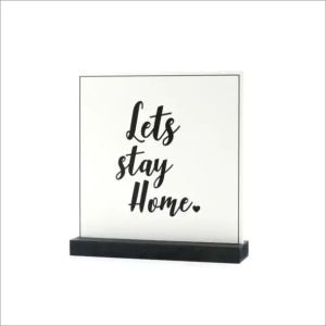Decoplaatje – lets stay home – met houder