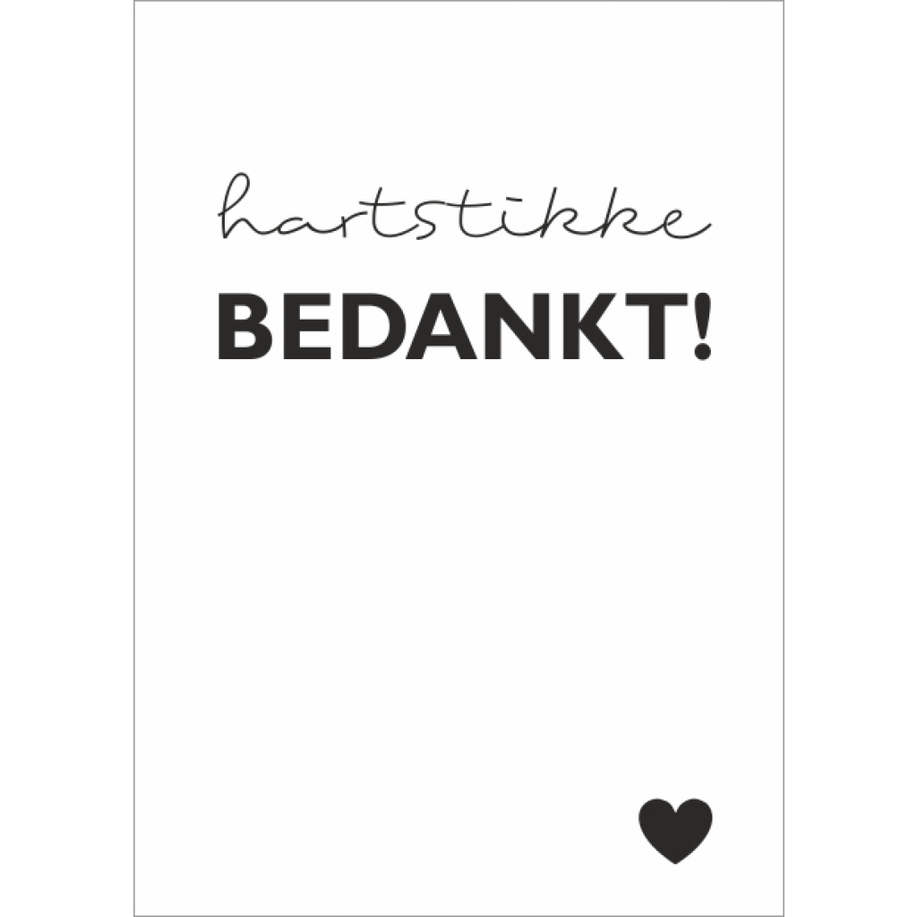 Wenskaart – hartstikke bedankt