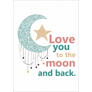 Wenskaart – moon and back