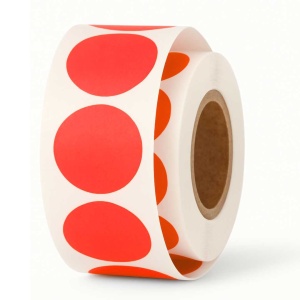 Etiketten – Rond 25mm – fluor rood – 1000 stuks