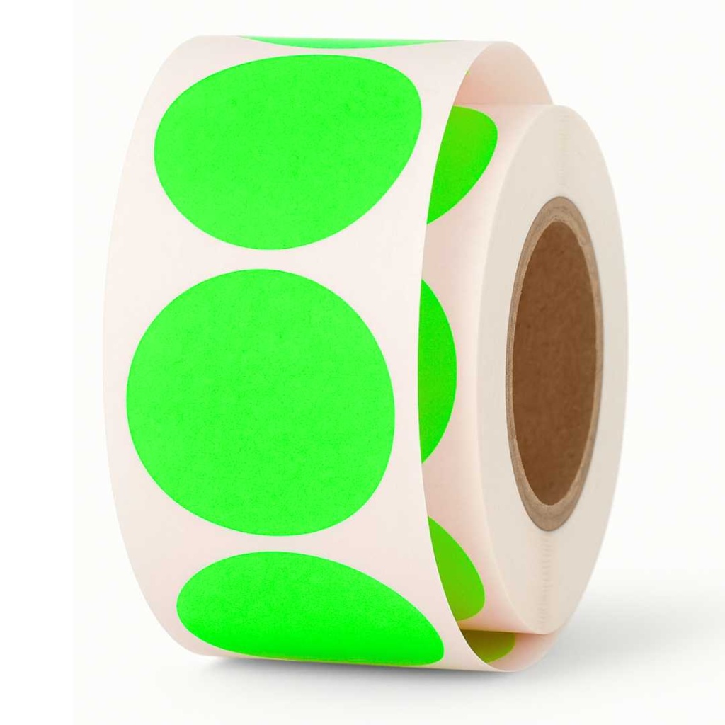 Signaaletiketten - Rond Ø35mm - Fluor Groen - 1000 Stuks - Extra Permanente Kleefkracht - Papierbasis