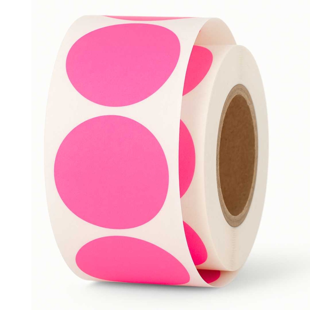 Stickers - Rond 35mm - Fluor Pink - 1000 Stuks - Signaaletiketten - Zelfklevend - Op Rol