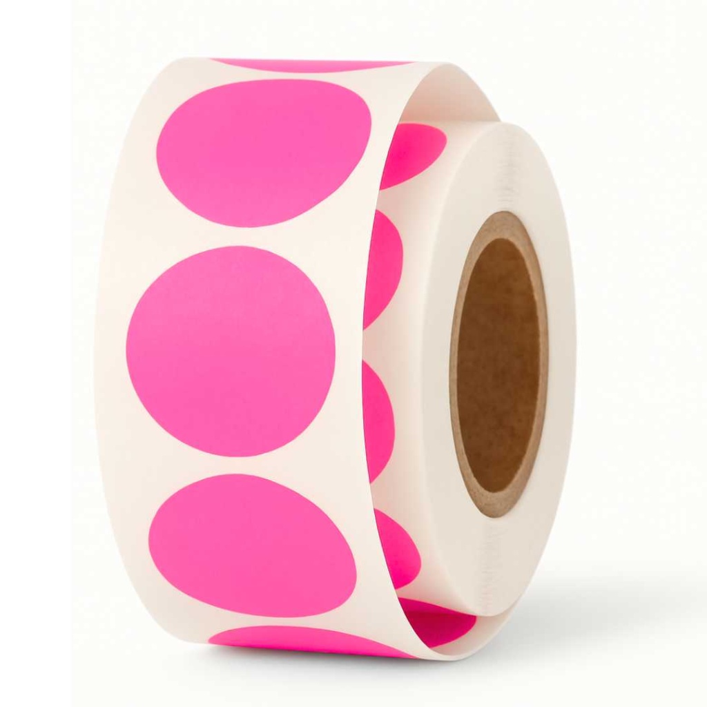 Stickers - Rond 25mm - Fluor Pink - 1000 Stuks - Signaaletiketten - Zelfklevend - Op Rol