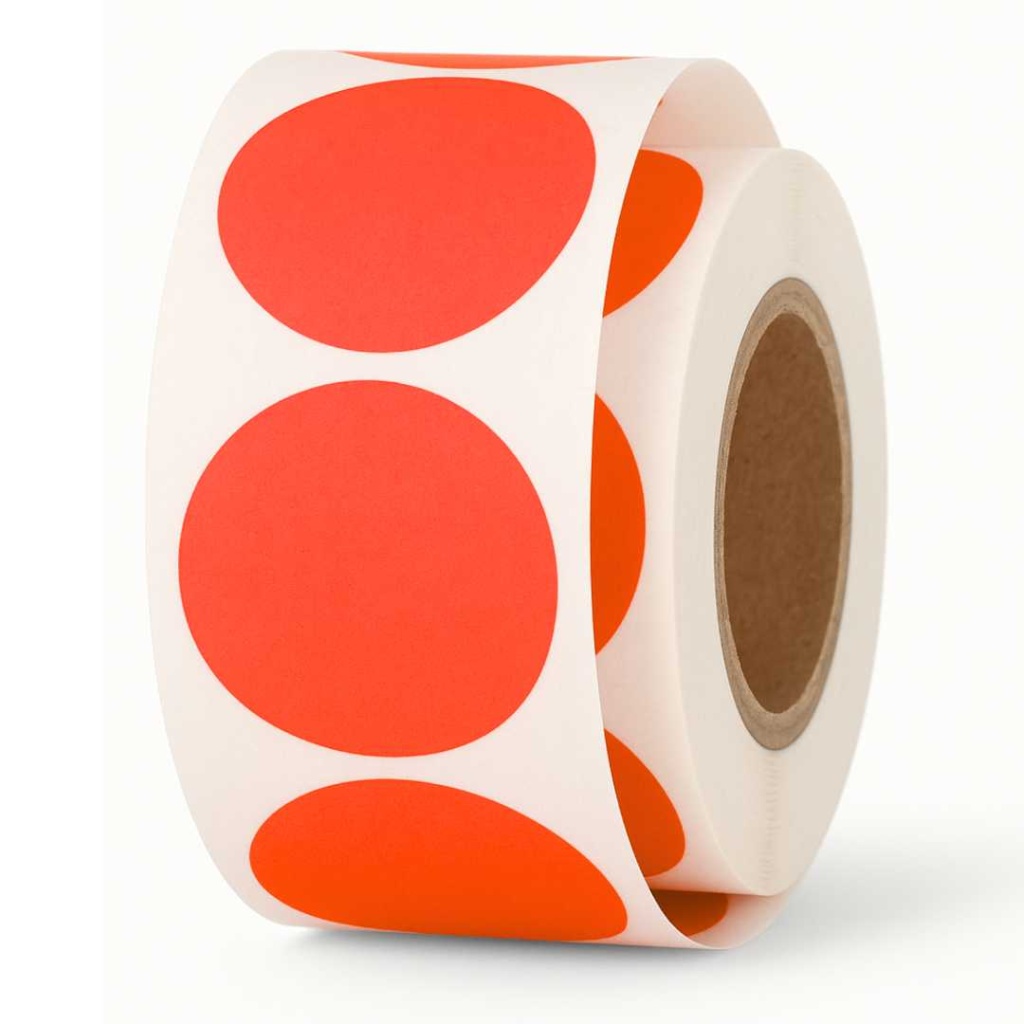 Etiketten rond 35mm | fluor rood | 1000 stuks
