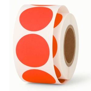 Etiketten rond 35mm | fluor rood | 1000 stuks