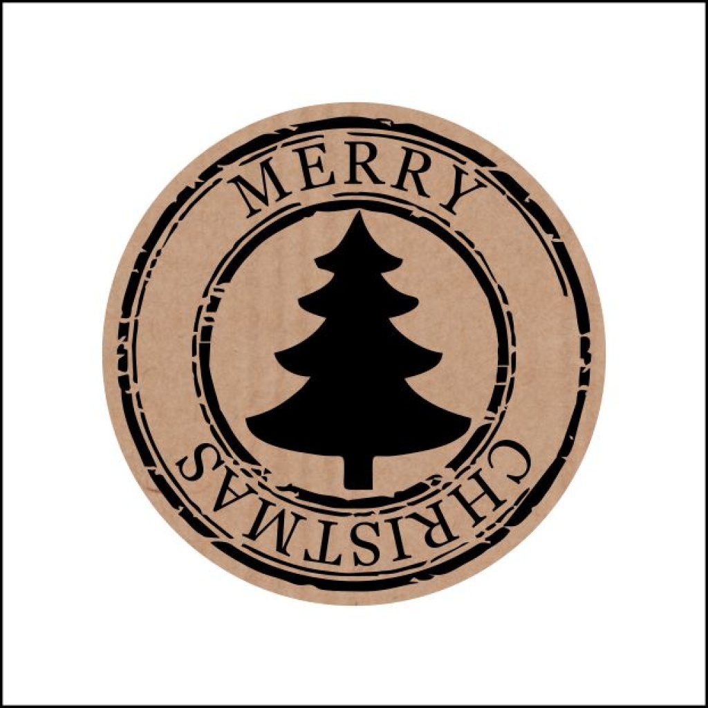 500x - "Merry Christmas" - Rond 35mm - Kerst Etiketten - Kraft - Feestelijke Sluitzegels