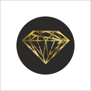 500x - "Diamant Gold" - Luxe Etiketten - Sluitzegels - Ø35mm - Mat Zwart met Glans Gouden Opdruk