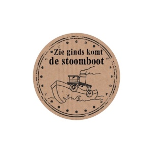 500x - "Zie Ginds Komt de Stoomboot" - Rond 35mm - Sinterklaas Etiketten - Kraft - Stickers