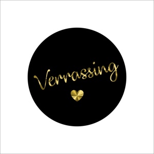 250x - "Verrassing" - Wensetiketten - Gelegenheidsetiketten - Sluitzegels - Ø40mm - Mat Zwart met Goud Metallic Opdruk - Stickers
