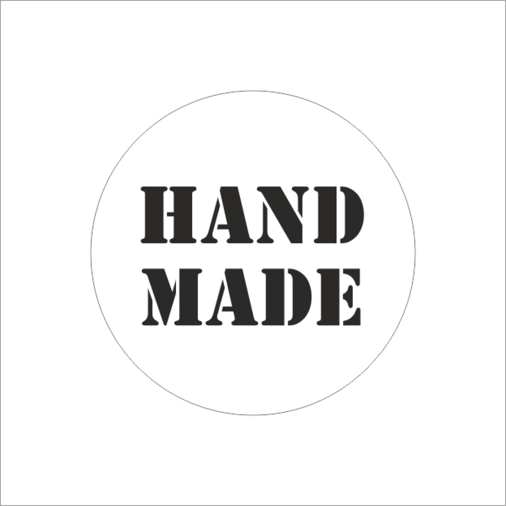 250x - "HAND MADE" - Wensetiketten - Gelegenheidsetiketten - Sluitzegels - Ø40mm - Wit met Zwarte Opdruk