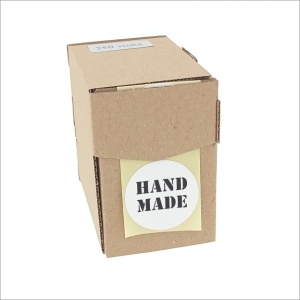 250x - "HAND MADE" - Wensetiketten - Gelegenheidsetiketten - Sluitzegels - Ø40mm - Wit met Zwarte Opdruk