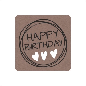 Stickers - Happy Birthday - Kraft - 39x39mm -per 10 stuks of 250 Stuks - Etiketten - Sluitzegel - Feestelijke Verjaardagsstickers