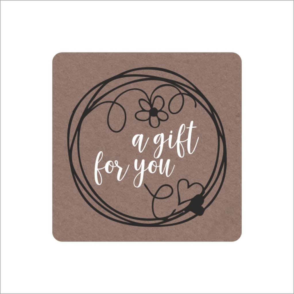 Stickers - A Gift For You - Kraft - 39x39mm - 250 Stuks - Etiketten - Sluitzegel - Bedankstickers voor Cadeaus