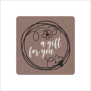Stickers - A Gift For You - Kraft - 39x39mm - 250 Stuks - Etiketten - Sluitzegel - Bedankstickers voor Cadeaus