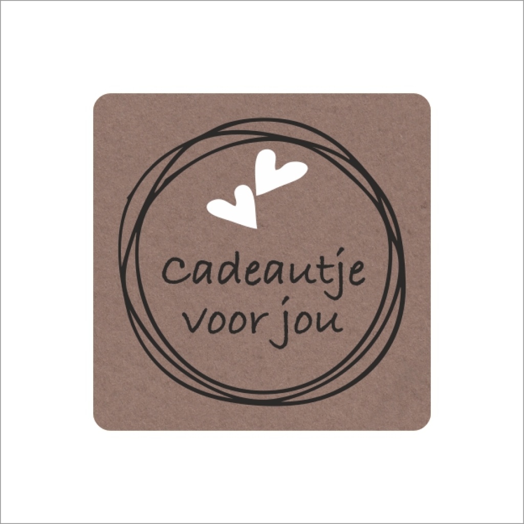 Stickers - Cadeautje voor jou - Kraft - 39x39mm - 250 Stuks - Etiketten - Sluitzegel - Bedankstickers voor Cadeaus en Verpakkingen