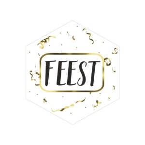 25x – "Feest" – Hexagon Etiketten – Goud en Zwart  – Sluitzegel voor Feestelijke Gelegenheden - Stickers