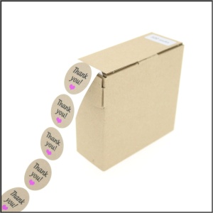 Stickers - Thank You - Pink Metallic Hart - Kraft Etiketten - 35mm - 500 Stuks - Sluitzegels