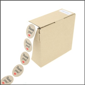 Stickers - Thank You - Rood Metallic Hart - Kraft Etiketten - 35mm - 500 Stuks - Sluitzegels