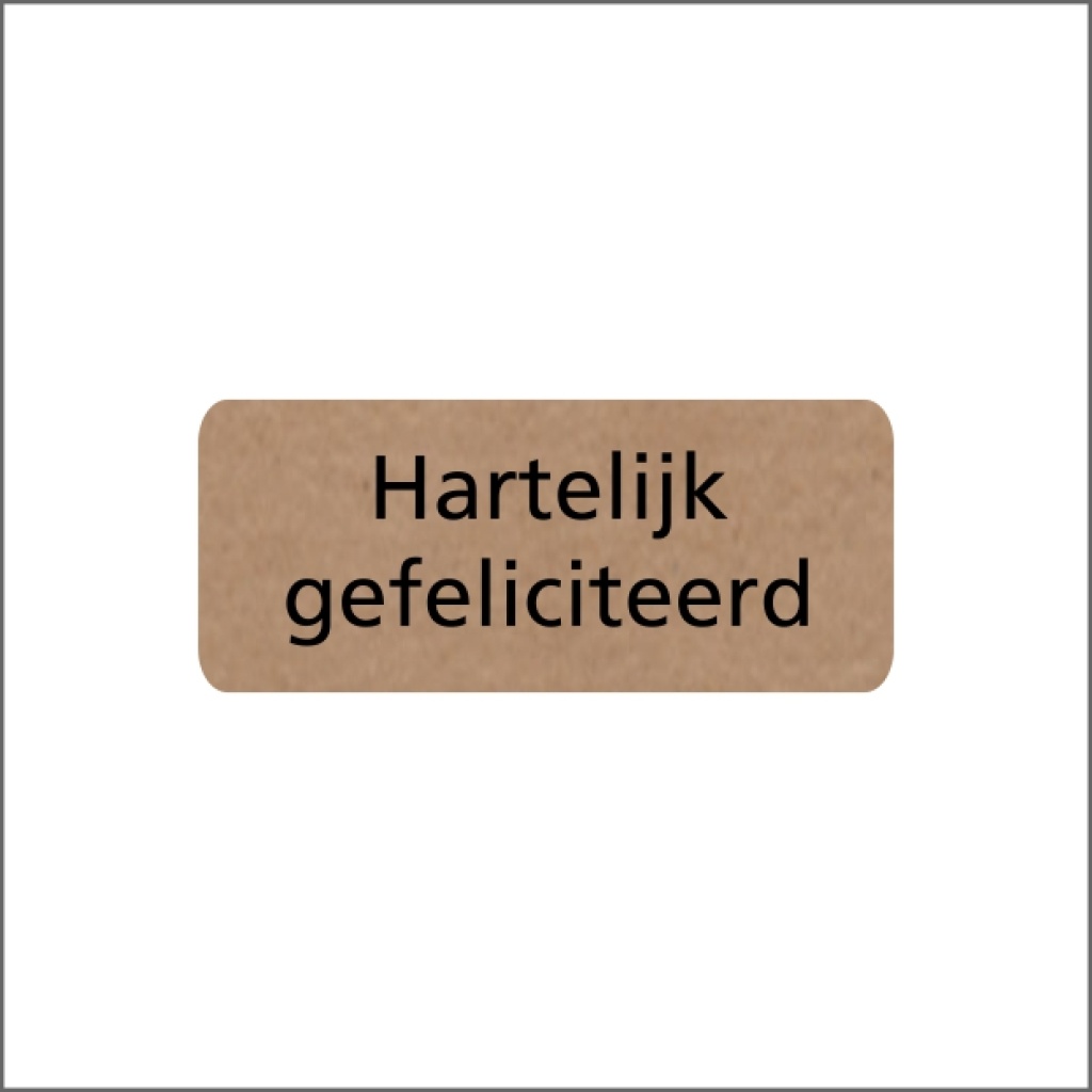 Stickers - Hartelijk Gefeliciteerd - 38x16mm - Kraft Etiketten - 500 Stuks - Gelegenheid Sluitzegels