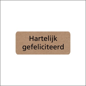 Stickers - Hartelijk Gefeliciteerd - 38x16mm - Kraft Etiketten - 500 Stuks - Gelegenheid Sluitzegels
