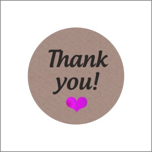 Stickers - Thank You - Pink Metallic Hart - Kraft Etiketten - 35mm - 500 Stuks - Sluitzegels
